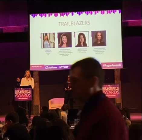 Ragan Top Women in Communications Awards Trailblazers presentation featuring Loretta Markevics