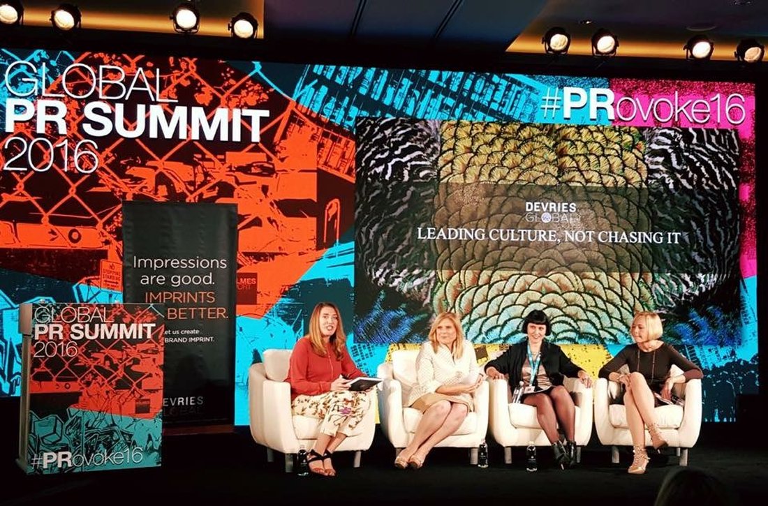 Loretta Markevics on a panel at the Global PR Summit 2016