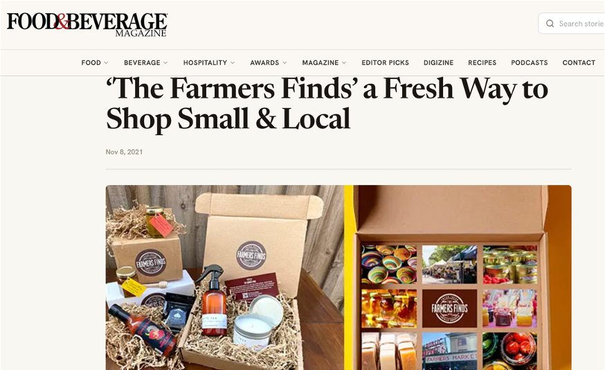 Food & Beverage Magazine article about The Farmers Finds as a fresh way to shop small and local
